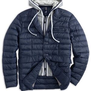 NWT- johnnie-O Navy Puffer Jacket with removable hood.
